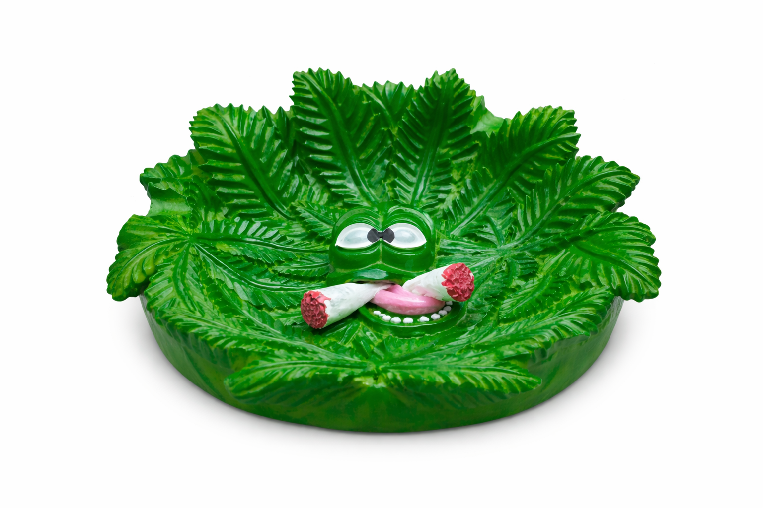 Cendrier décoratif – Feuille verte visage cartoon